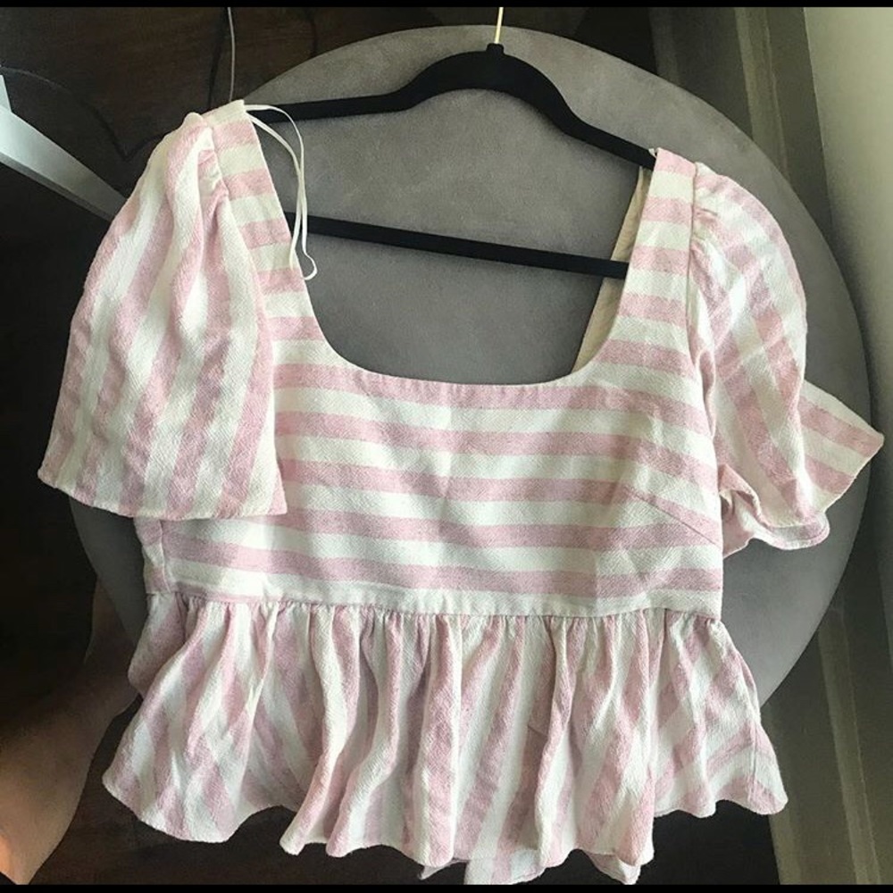 Zara striped shirt with button up back